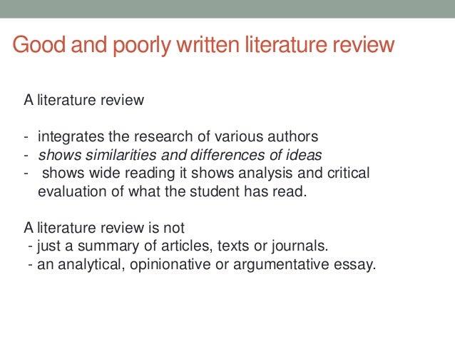 Example of a poorly written literature review