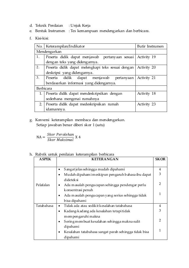 RPP things in my house - Kurikulum 2013 Bahasa Inggris SMP/MTs