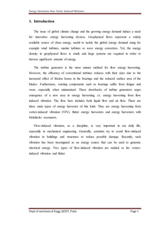 Energy generation from vortex induced vibrations report | DOCX
