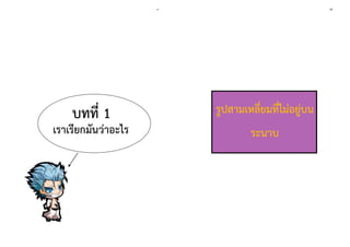 4 
บทที่ 1 
เราเรียกมันว่าอะไร 25 
รูปสามเหลี่ยมที่ไม่อยู่บน ระนาบ  