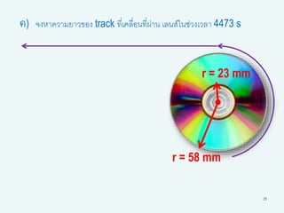 25
ค) จงหาความยาวของ track ที่เคลื่อนที่ผ่าน เลนส์ในช่วงเวลา 4473 s
r = 23 mm
r = 58 mm
 
