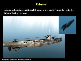 The Tank
Not used until late-1916 , tanks protected advancing troops as they broke
through enemy defenses. Early tanks were slow and clumsy.
Tanks used during WWI frequently broke down and were slow moving. Their purpose was more
psychological than anything else.
Tank, British Consider Abandoning the [WWI The First Modern War]
https://www.youtube.com/watch?v=7sUKGu3nFDo
 