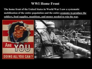 African American Enlistees in the Military
Some 400,000 African Americans also served in the military. However, Many southern politicians
feared arming African Americans. Nevertheless, they were drafted in segregated units, where
they were assigned to menial labor and endured crude abuse and miserable conditions.
Ultimately, more than 42,000 blacks would see combat in Europe, however, and several black
units served with distinction in various divisions of the French Army.
International soldiers [Horrible Histories]
https://www.youtube.com/watch?v=8FFOXJPlci4
Harlem Hellfighters [First World War]
https://www.youtube.com/watch?v=eEuoAl1elLU
 