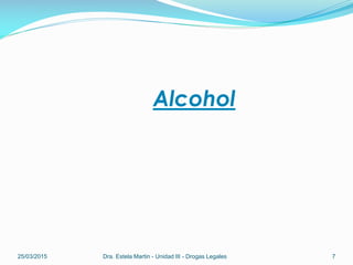 Alcohol
25/03/2015 Dra. Estela Martin - Unidad III - Drogas Legales 7
 