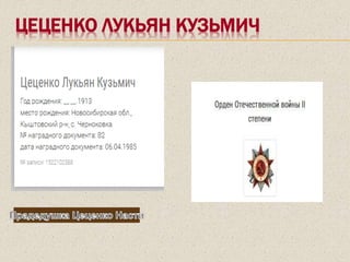 ЦЕЦЕНКО ЛУКЬЯН КУЗЬМИЧ
 