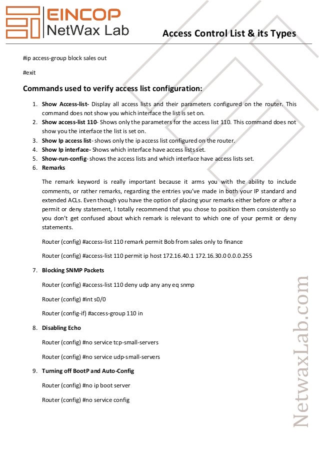 Access Control List & its Types