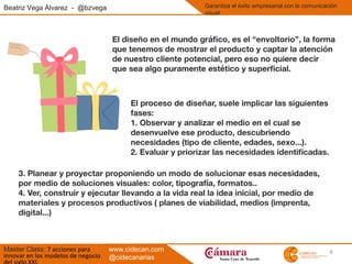 8
Beatriz Vega Álvarez - @bzvega
Master Class: 7 acciones para
innovar en los modelos de negocio
Garantiza el éxito empresarial con la comunicación
visual
www.cidecan.com
@cidecanarias
 