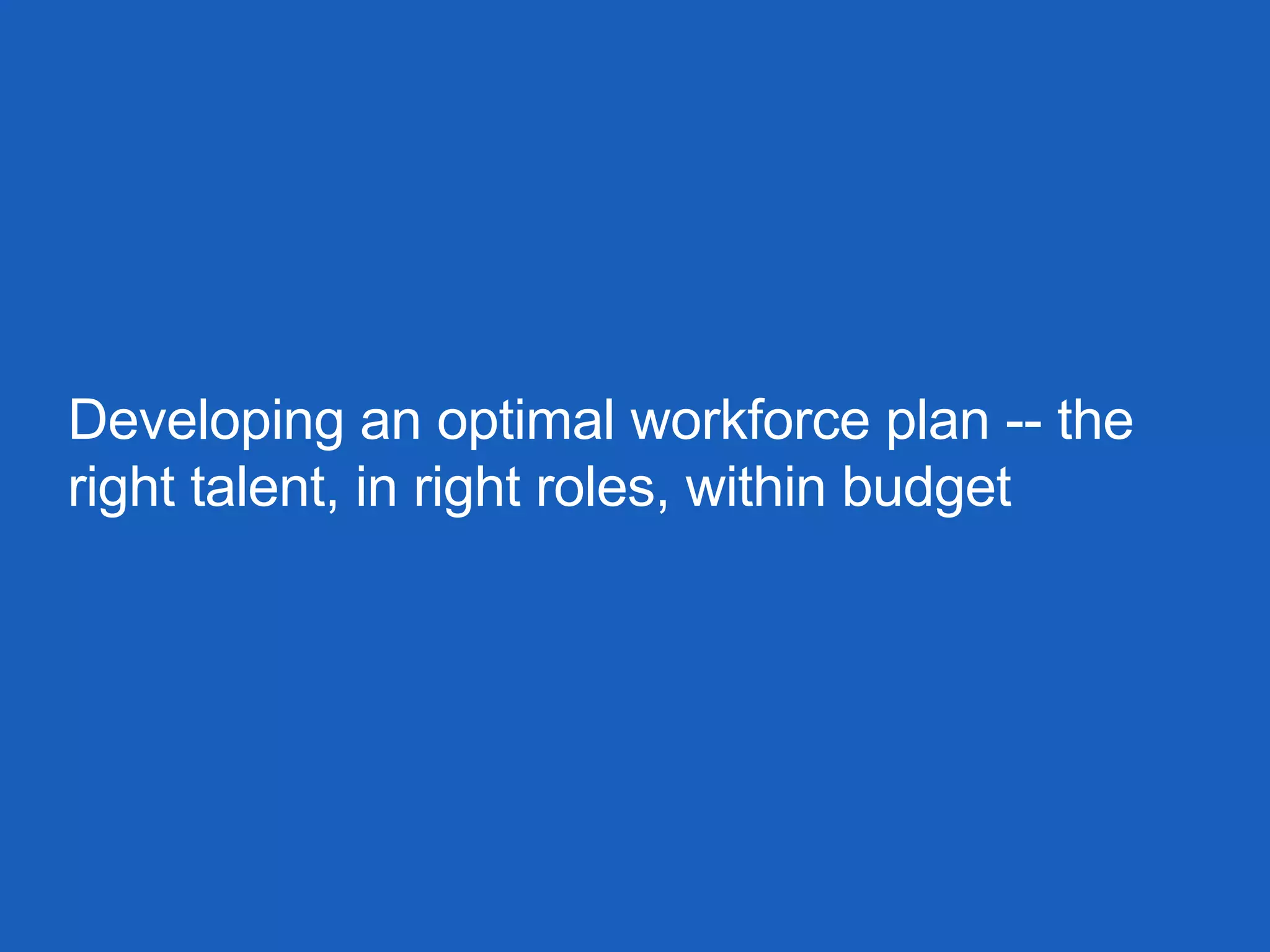 Developing an optimal workforce plan -- the
right talent, in right roles, within budget
 