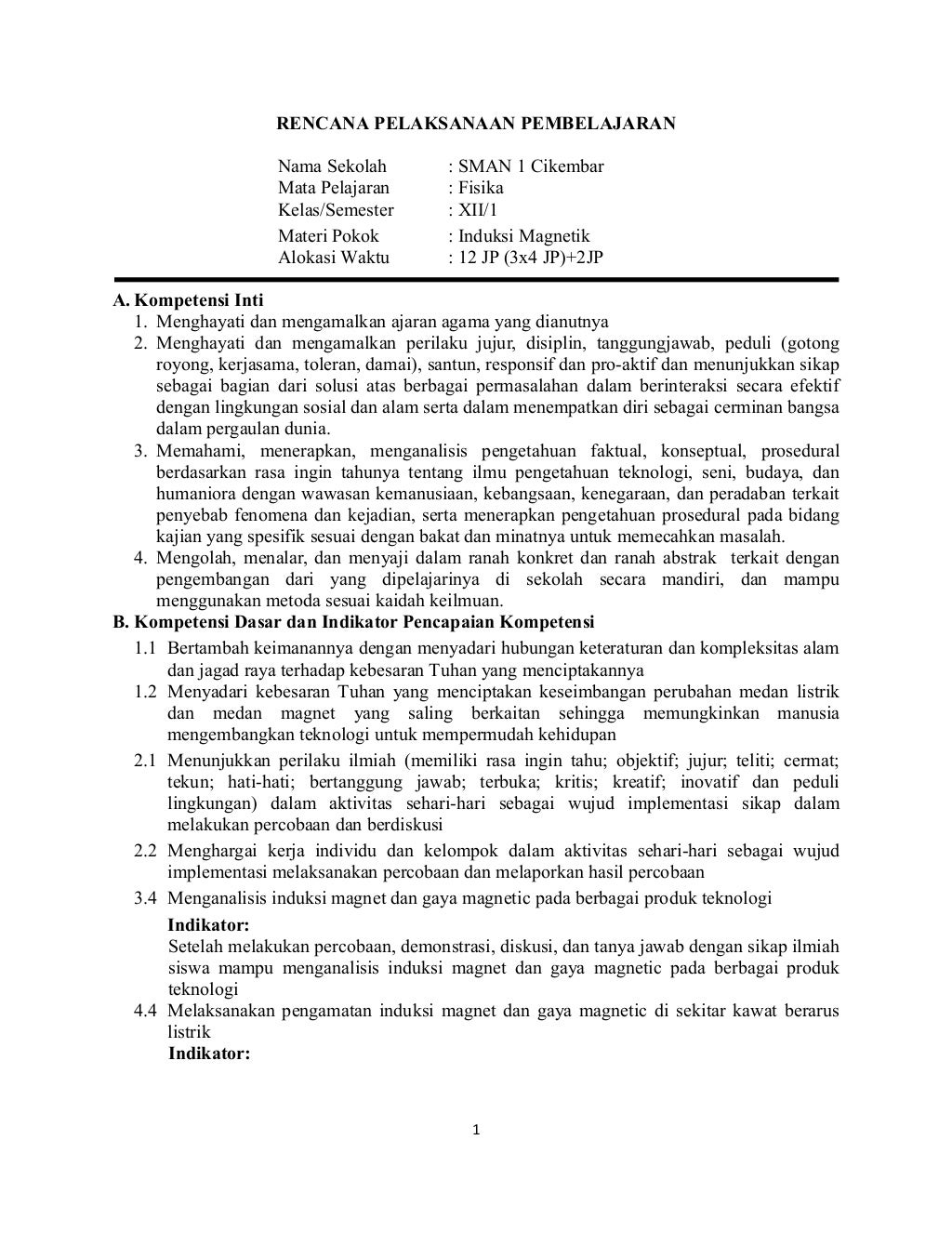 7. sma kelas xii rpp kd 3.4;4.4 induksi (karlina 7. sma kelas xii rpp kd 3.4;4.4 induksi (karlina