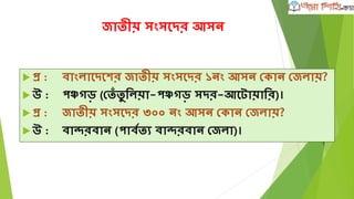  প্র :ওয়ানশড র্েশেশট োংল্াশদশের প্রথম রেঞ্চু র্রয়ান রে?
 উ :রমিরাে রিাশেন অর্প।
 প্র :োংল্াশদে রোন দশল্র র্েরুশদ্ধ প্রথম ওয়ানশড র্ের্রি িয়
েশর?
 উ :২০০৫ োশল্; র্িম্বাযুশয়র র্েপশক্ষ (৩-২)।
 প্র :ওয়ানশড র্েশেশট োংল্াশদশের িযাটর্িেোরী েতিন?
 উ :৪ িন। োিাদত রিাশেন (২০০৬), আব্দুর রাজ্জাে (২০১০),
রুশেল্ রিাশেন (২০১৩) ও তাইিুল্ ইেল্াম (২০১৪)।
 