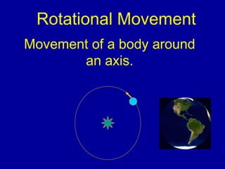 Rotational Movement
Movement of a body around
an axis.
 