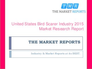 THE MARKET REPORTS
Industry & Market Reports at its BEST.
United States Bird Scarer Industry 2015
Market Research Report
 