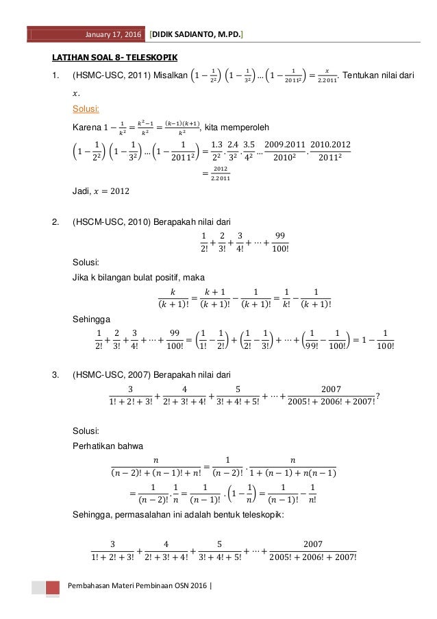 7 Teleskopik Metode Pembuktian Aljabar