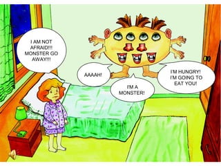 I AM NOT
AFRAID!!!
MONSTER GO
AWAY!!!
I’M HUNGRY!
I’M GOING TO
EAT YOU!
AAAAH!
I'M A
MONSTER!
 