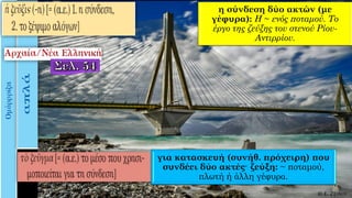 η σύνδεση δύο ακτών (με
γέφυρα): H ~ ενός ποταμού. Tο
έργο της ζεύξης του στενού Ρίου-
Aντιρρίου.
για κατασκευή (συνήθ. πρόχειρη) που
συνδέει δύο ακτές· ζεύξη: ~ ποταμού,
πλωτή ή άλλη γέφυρα.
 