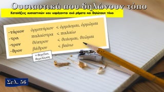 Καταλήξεις ουσιαστικών που παράγονται από ρήματα και δηλώνουν τόπο
 