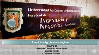 Principios Agrobiotecnologícos
• EQUIPO #8
• Martínez Compeán José Alfredo
• Gracida Ramón
• Gallegos Gustavo
 