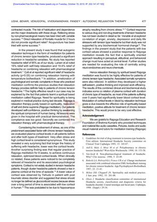 The Effect of Autogenic Relaxation on Chronic Tension Headache and in ...