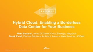 © 2016, Amazon Web Services, Inc. or its Affiliates. All rights reserved.
Hybrid Cloud: Enabling a Borderless
Data Center for Your Business
Matt Simpson, Head Of Global Cloud Strategy, Megaport
Derek Ewell, Partner Solutions Architect, Amazon Web Services, ASEAN
 