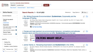 FILTERS MIGHT HELP…
 