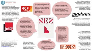 « La culture olfactive n'est pas
assez estimée en France,
pourtant premier producteur
mondial de parfums. Mais elle
est défendue par des
passionnés! »
RCF - 17/05/2016
« Dernière en date Nez, une
revue bien écrite et bien sentie
consacrée aux odeurs, conçue par
des spécialistes pour des
passionnés. Le premier numéro
de ce semestriel vient de paraître
en librairie. »
MADAME FIGARO - LE 12/05/2016
« … le nez se faufile partout.
C’est le premier de nos sens à
s’éveiller, le dernier qu’on
perd et le plus proche de nos
émotions mais bien peu ede
gens se penchent sur le sujet.
Heureusement, la revue NEZ
est là et explore toutes les
facettes d’un univers… En 144
pages, NEZ nous plonge dans
le monde des odeurs et nous
invite à comprendre leur
richesse. Une revenue
intelligente, poétique et drôle,
à offrir ou à s’offrir. ».
LE 06/05/2016 TMV TOURS
« Le premier numéro nous offre
l’opportunité de nous replonger dans notre
enfance avec des odeurs de quand on était
petit et plus particulièrement de l’école
élémentaire. La colle Cléopâtre, la savon
jaune, le crayon à papier ou encore l’encre
de notre stylo plume… Une madeleine de
Proust qui nous permet de nous replonger
dans cet univers enfermé grâce à de petites
capsules ! Honnêtement ? On ne va pas
vous mentir, on trouve que le concept est
GÉNIAL. Il fallait y songer… »
LE 22/04/2016 CAFÉ POWELL
Où à travers la science,
l’histoire, la littérature et
bien sûr la parfumerie, il
n’est question que d’odeur
et d’odorat. C’était une
gageure : Nez parvient à
mettre des mots et des
images sur ce qui se dégage
de l’herbe coupée, du basilic
ou du vétiver. On vous parle
du nez d’Aragon, de celui
d’Alain Passard, des odeurs
du Palais Garnier, de la
subtilité des parfums et de
leur mémorisation. LE
21/04/2016 FRANCE INTER
Nez, la revue olfactive, est le seul média francophone
consacré à l’olfaction et au parfum. Fruit de
l’association d’Auparfum et des éditions Le
Contrepoint, elle propose une nouvelle vision de la
parfumerie et aborde l’olfaction sous ses aspects
aussi bien scientifiques que marketing, historiques,
culturels, ou encore botaniques.
Les cosmétiques en livres LE 29/05/2016
« la première revue
francophone consacrée à
l’odorat fleure bon le papier
et nous rappelle que « Vivre
c’est respirer et respirer, c’est
sentir».
LE 25/04/2016 MODEONLINE
« Ouvrez grand vos narines !
NEZ, la première revue
papier dédiée à l’odorat et
au parfum propose une
exploration du monde qui
nous entoure par l’olfaction.
A travers des enquêtes, des
reportages, des rencontres
et des analyses critiques, la
revue explique et décrypte
la société par le biais de nos
sensations olfactives ! » LE
15/04/2016 MILK
Dans ce magazine au graphisme
ultra-sophistiqué, la culture olfactive,
très rarement abordée jusqu’alors
comme culture à part entière, est
traitée sous différents angles : la
science, l’histoire, l’art, la littérature,
la photographie, la cuisine…
LE 14/04/2016 LES INROCKS
NEZ emprunte à la revue ses traitements
éditoriaux variés et au livre sa qualité et sa
pérennité. Une part importante sera bien
évidemment dédiée au parfum et à la
parfumerie: vision du marché, cahier critique
d’une sélection de nouveautés, valorisation du
patrimoine. Le 7 de table 29/03/2016
« NEZ est un exploit. Il
réconcilie web et papier,
grandes marques et petites
maisons, rigueur et poésie, le
fond et la forme, pub et
indépendance d’esprit. »
 