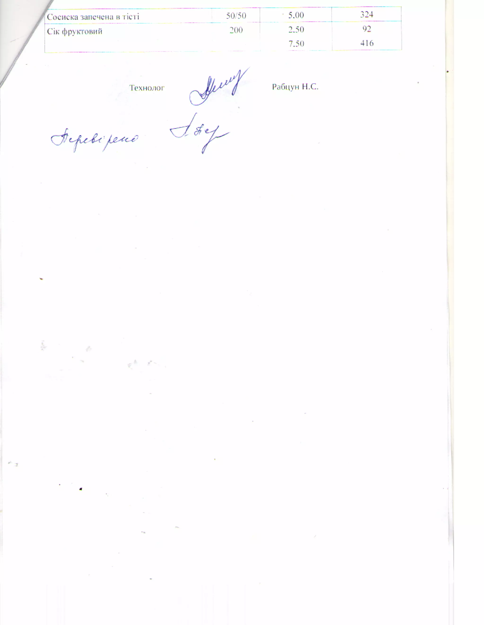 Меню для учнів 1-4 класів на 7.50 грн