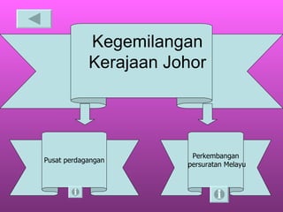 Kegemilangan Kerajaan Johor Pusat perdagangan Perkembangan persuratan Melayu 