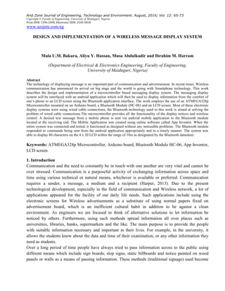 DESIGN AND IMPLEMENTATION OF A WIRELESS MESSAGE DISPLAY SYSTEM | PDF