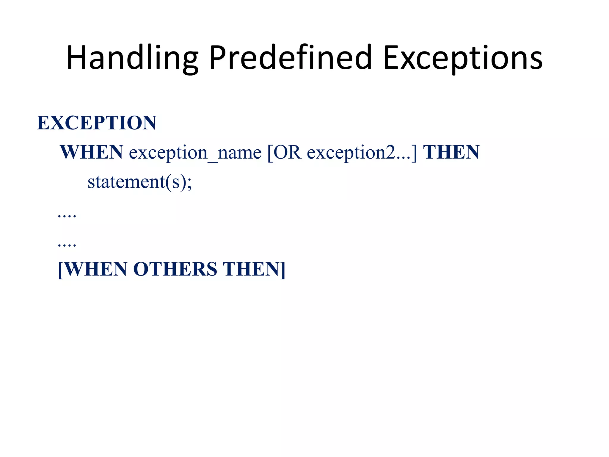 7. exceptions handling in pl | PPTX