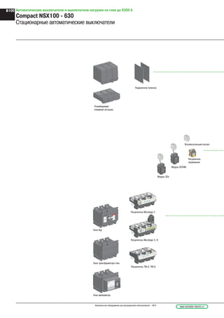 Автоматические выключатели и выключатели нагрузки на токи до 6300 А
Compact NSX100 - 630
Стационарные автоматические выключатели
Разделители полюсов
Пломбируемая
клеммная заглушка
Блок амперметра
Блок трансформатора тока
Блок Vigi
Расцепитель Micrologic 2
Расцепитель Micrologic 5 / 6
Расцепитель TM D, TM G
Модуль SDTAM
Модуль SDx
Вспомогательный контакт
Расцепитель
напряжения
www.schneider-electric.ruНизковольтное оборудование для распределения электроэнергии – 2010
B100
 