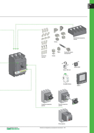 Клеммы
Моноблочный расширитель
полюсов
Клеммы
Разъёмы для заднего
присоединения
Кабель «NSX cord»
FDM121
Модуль BSCM
Стандартная поворотная
рукоятка
Выносная поворотная
рукоятка
Мотор редуктор
Контактные
пластины
Интерфейс Modbus
Тел. 8 (800) 200 64 46
Центр поддержки клиентов Низковольтное оборудование для распределения электроэнергии – 2010
B101
3
 