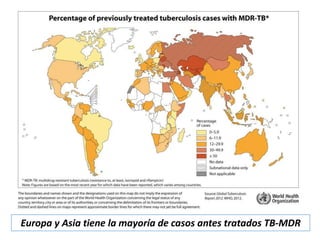 Europa y Asia tiene la mayoría de casos antes tratados TB-MDR
 