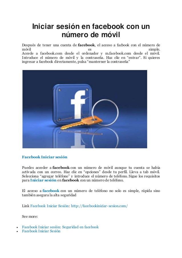 Iniciar Sesion En Facebook Con Un Numero De Movil