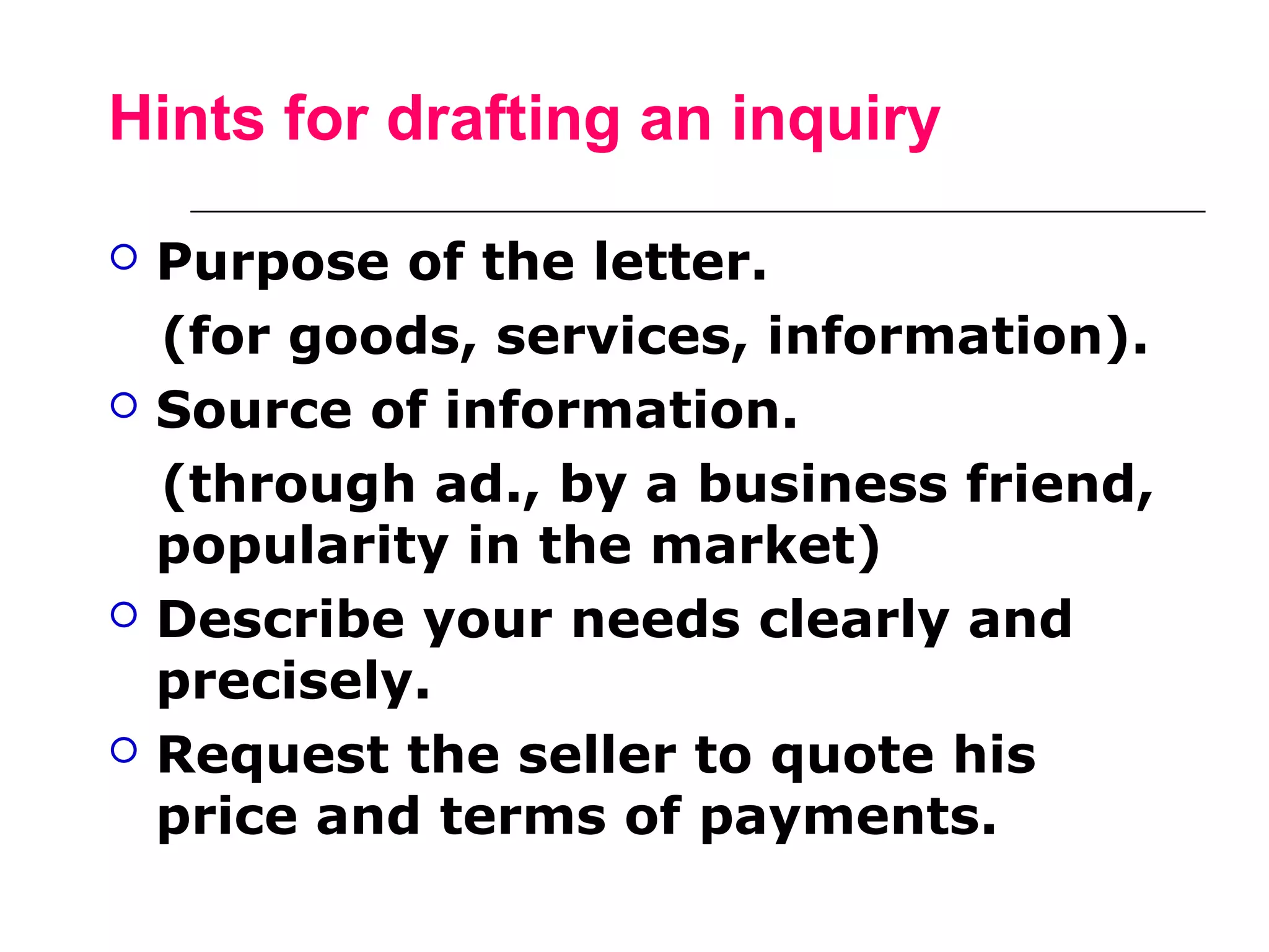 7. letter of inquiry | PPT