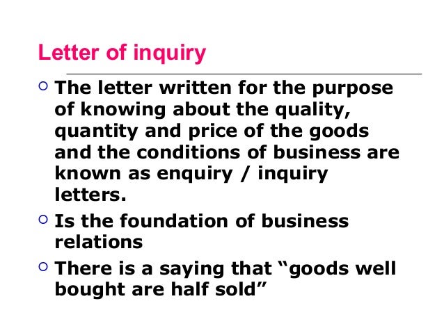 7 letter of inquiry 7 letter of inquiry