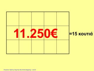 11.250€ =15 κουτιά
Επιμέλεια: Χρήστος Χαρμπής http://xristx.blogspot.gr σελ.42
 