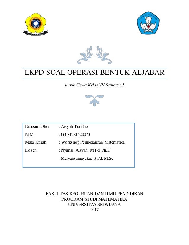 Lkpd Soal Operasi Bentuk Aljabar Aisyah Turidho