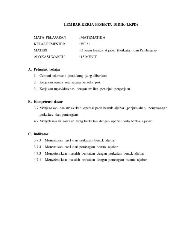 lkpd soal operasi bentuk aljabar aisyah turidho