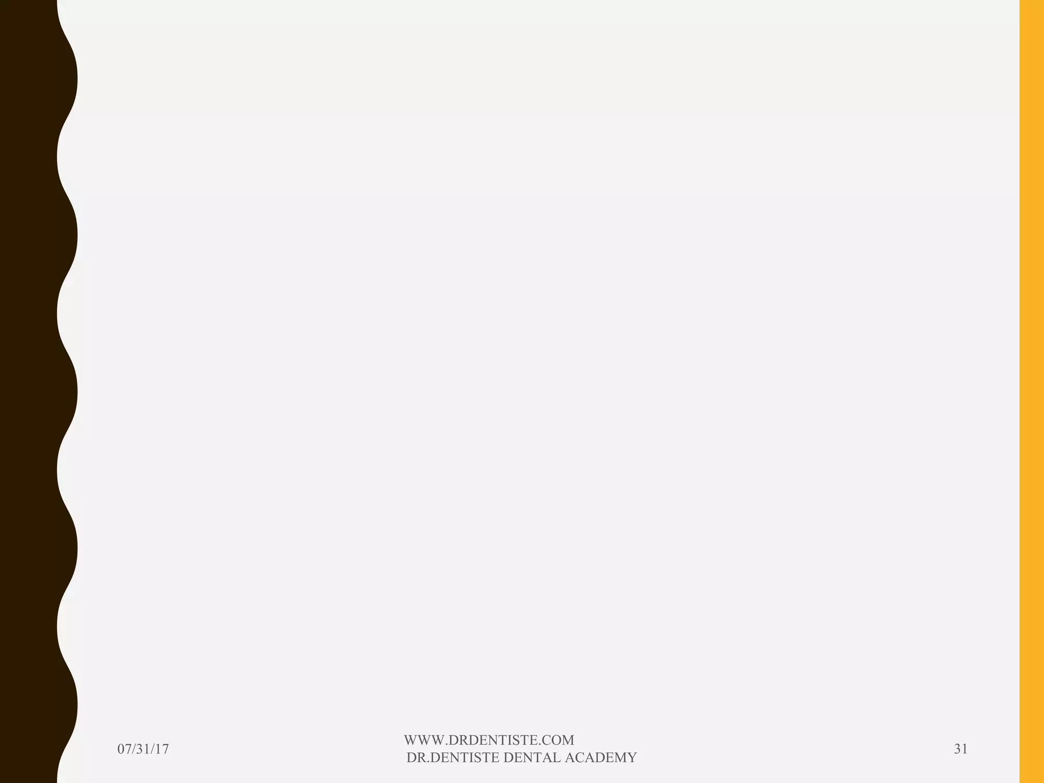 07/31/17
WWW.DRDENTISTE.COM
DR.DENTISTE DENTAL ACADEMY
31
 