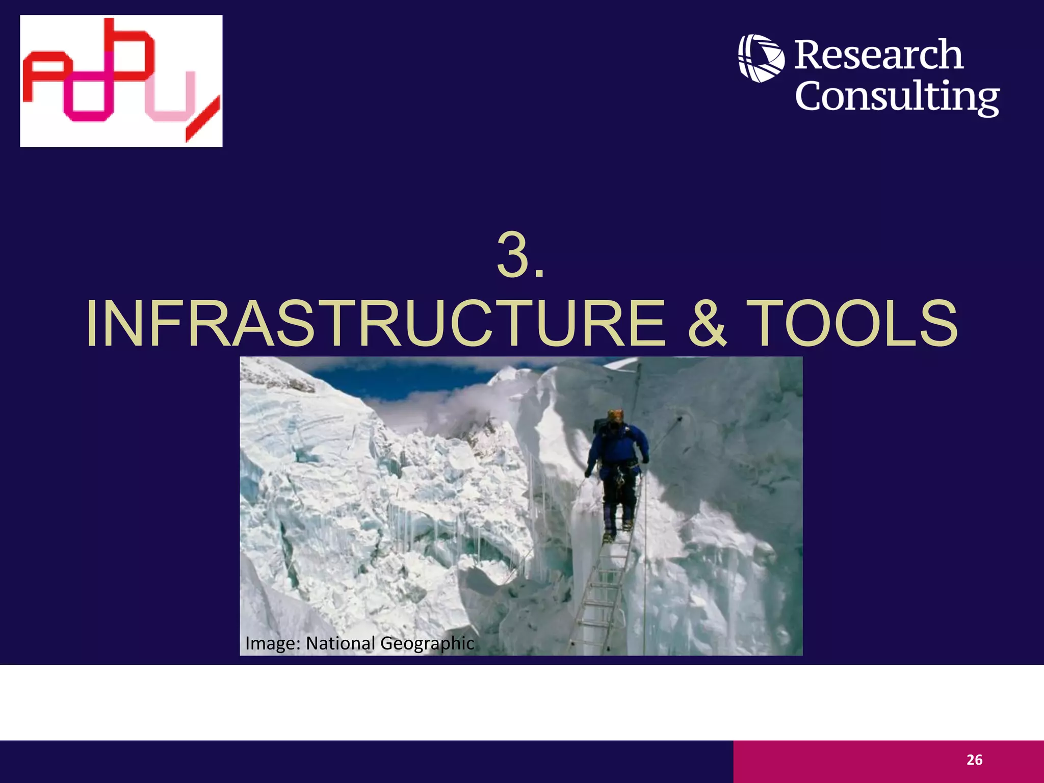 3.
INFRASTRUCTURE & TOOLS
26
Image: National Geographic
 