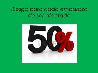 Riesgo para cada embarazo
de ser afectado
 