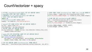 CountVectorizer + spacy
30
 