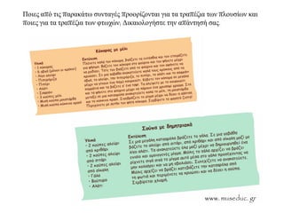 Πνηεο απφ ηηο παξαθάησ ζπληαγέο πξννξίδνληαη γηα ηα ηξαπέδηα ησλ πινπζίσλ θαη
πνηεο γηα ηα ηξαπέδηα ησλ θησρψλ; Γηθαηνινγήζηε ηελ απάληεζή ζαο.
www. museduc. gr
 