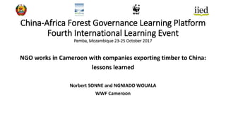 China-Africa Forest Governance Learning Platform
Fourth International Learning Event
Pemba, Mozambique 23-25 October 2017
...