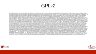 GPLv2
GNU GENERAL PUBLIC LICENSE Version 2, June 1991 Copyright (C) 1989, 1991 Free Software Foundation, Inc., 51 Franklin Street, Fifth Floor, Boston, MA 02110-1301 USA Everyone is permitted to copy and distribute verbatim copies of this license document, but changing it is not allowed. Preamble The licenses for
most software are designed to take away yourfreedom to share and change it. By contrast, the GNU General PublicLicense is intended to guarantee your freedom to share and change freesoftware--to make sure the software is free for all its users. ThisGeneral Public License applies to most of the Free SoftwareFoundation's software and to any other
program whose authors commit tousing it. (Some other Free Software Foundation software is covered bythe GNU Lesser General Public License instead.) You can apply it toyour programs, too. When we speak of free software, we are referring to freedom, notprice. Our General Public Licenses are designed to make sure that youhave the freedom to
distribute copies of free software (and charge forthis service if you wish), that you receive source code or can get itif you want it, that you can change the software or use pieces of itin new free programs; and that you know you can do these things. To protect your rights, we need to make restrictions that forbidanyone to deny you these rights or to ask you
to surrender the rights.These restrictions translate to certain responsibilities for you if youdistribute copies of the software, or if you modify it. For example, if you distribute copies of such a program, whethergratis or for a fee, you must give the recipients all the rights thatyou have. You must make sure that they, too, receive or can get thesource code. And
you must show them these terms so they know theirrights. We protect your rights with two steps: (1) copyright the software, and(2) offer you this license which gives you legal permission to copy,distribute and/or modify the software. Also, for each author's protection and ours, we want to make certainthat everyone understands that there is no warranty
for this freesoftware. If the software is modified by someone else and passed on, wewant its recipients to know that what they have is not the original, sothat any problems introduced by others will not reflect on the originalauthors' reputations. Finally, any free program is threatened constantly by softwarepatents. We wish to avoid the danger that
redistributors of a freeprogram will individually obtain patent licenses, in effect making theprogram proprietary. To prevent this, we have made it clear that anypatent must be licensed for everyone's free use or not licensed at all. The precise terms and conditions for copying, distribution andmodification follow. GNU GENERAL PUBLIC
LICENSE TERMS AND CONDITIONS FOR COPYING, DISTRIBUTION AND MODIFICATION 0. This License applies to any program or other work which containsa notice placed by the copyright holder saying it may be distributedunder the terms of this General Public License. The "Program", below,refers to any such program or work, and a "work
based on the Program"means either the Program or any derivative work under copyright law:that is to say, a work containing the Program or a portion of it,either verbatim or with modifications and/or translated into anotherlanguage. (Hereinafter, translation is included without limitation inthe term "modification".) Each licensee is addressed as
"you".Activities other than copying, distribution and modification are notcovered by this License; they are outside its scope. The act ofrunning the Program is not restricted, and the output from the Programis covered only if its contents constitute a work based on theProgram (independent of having been made by running the Program).Whether that is true
depends on what the Program does. 1. You may copy and distribute verbatim copies of the Program'ssource code as you receive it, in any medium, provided that youconspicuously and appropriately publish on each copy an appropriatecopyright notice and disclaimer of warranty; keep intact all thenotices that refer to this License and to the absence of
any warranty;and give any other recipients of the Program a copy of this Licensealong with the Program.You may charge a fee for the physical act of transferring a copy, andyou may at your option offer warranty protection in exchange for a fee. 2. You may modify your copy or copies of the Program or any portionof it, thus forming a work based on the
Program, and copy anddistribute such modifications or work under the terms of Section 1above, provided that you also meet all of these conditions: a) You must cause the modified files to carry prominent notices stating that you changed the files and the date of any change. b) You must cause any work that you distribute or publish, that in whole or
in part contains or is derived from the Program or any part thereof, to be licensed as a whole at no charge to all third parties under the terms of this License. c) If the modified program normally reads commands interactively when run, you must cause it, when started running for such interactive use in the most ordinary way, to print or display an
announcement including an appropriate copyright notice and a notice that there is no warranty (or else, saying that you provide a warranty) and that users may redistribute the program under these conditions, and telling the user how to view a copy of this License. (Exception: if the Program itself is interactive but does not normally print such an
announcement, your work based on the Program is not required to print an announcement.)These requirements apply to the modified work as a whole. Ifidentifiable sections of that work are not derived from the Program,and can be reasonably considered independent and separate works inthemselves, then this License, and its terms, do not apply to
thosesections when you distribute them as separate works. But when youdistribute the same sections as part of a whole which is a work basedon the Program, the distribution of the whole must be on the terms ofthis License, whose permissions for other licensees extend to theentire whole, and thus to each and every part regardless of who wrote
it.Thus, it is not the intent of this section to claim rights or contestyour rights to work written entirely by you; rather, the intent is toexercise the right to control the distribution of derivative orcollective works based on the Program.In addition, mere aggregation of another work not based on the Programwith the Program (or with a work based on the Program)
on a volume ofa storage or distribution medium does not bring the other work underthe scope of this License. 3. You may copy and distribute the Program (or a work based on it,under Section 2) in object code or executable form under the terms ofSections 1 and 2 above provided that you also do one of the following: a) Accompany it with the complete
corresponding machine-readable source code, which must be distributed under the terms of Sections 1 and 2 above on a medium customarily used for software interchange; or, b) Accompany it with a written offer, valid for at least three years, to give any third party, for a charge no more than your cost of physically performing source distribution,
a complete machine-readable copy of the corresponding source code, to be distributed under the terms of Sections 1 and 2 above on a medium customarily used for software interchange; or, c) Accompany it with the information you received as to the offer to distribute corresponding source code. (This alternative is allowed only for
noncommercial distribution and only if you received the program in object code or executable form with such an offer, in accord with Subsection b above.)The source code for a work means the preferred form of the work formaking modifications to it. For an executable work, complete sourcecode means all the source code for all modules it contains,
plus anyassociated interface definition files, plus the scripts used tocontrol compilation and installation of the executable. However, as aspecial exception, the source code distributed need not includeanything that is normally distributed (in either source or binaryform) with the major components (compiler, kernel, and so on) of theoperating system on
which the executable runs, unless that componentitself accompanies the executable.If distribution of executable or object code is made by offeringaccess to copy from a designated place, then offering equivalentaccess to copy the source code from the same place counts asdistribution of the source code, even though third parties are notcompelled to
copy the source along with the object code. 4. You may not copy, modify, sublicense, or distribute the Programexcept as expressly provided under this License. Any attemptotherwise to copy, modify, sublicense or distribute the Program isvoid, and will automatically terminate your rights under this License.However, parties who have received copies, or
rights, from you underthis License will not have their licenses terminated so long as suchparties remain in full compliance. 5. You are not required to accept this License, since you have notsigned it. However, nothing else grants you permission to modify ordistribute the Program or its derivative works. These actions areprohibited by law if you do not
accept this License. Therefore, bymodifying or distributing the Program (or any work based on theProgram), you indicate your acceptance of this License to do so, andall its terms and conditions for copying, distributing or modifyingthe Program or works based on it. 6. Each time you redistribute the Program (or any work based on theProgram), the
recipient automatically receives a license from theoriginal licensor to copy, distribute or modify the Program subject tothese terms and conditions. You may not impose any furtherrestrictions on the recipients' exercise of the rights granted herein.You are not responsible for enforcing compliance by third parties tothis License. 7. If, as a consequence of a
court judgment or allegation of patentinfringement or for any other reason (not limited to patent issues),conditions are imposed on you (whether by court order, agreement orotherwise) that contradict the conditions of this License, they do notexcuse you from the conditions of this License. If you cannotdistribute so as to satisfy simultaneously your
obligations under thisLicense and any other pertinent obligations, then as a consequence youmay not distribute the Program at all. For example, if a patentlicense would not permit royalty-free redistribution of the Program byall those who receive copies directly or indirectly through you, thenthe only way you could satisfy both it and this License would be
torefrain entirely from distribution of the Program.If any portion of this section is held invalid or unenforceable underany particular circumstance, the balance of the section is intended toapply and the section as a whole is intended to apply in othercircumstances.It is not the purpose of this section to induce you to infringe anypatents or other property right
claims or to contest validity of anysuch claims; this section has the sole purpose of protecting theintegrity of the free software distribution system, which isimplemented by public license practices. Many people have madegenerous contributions to the wide range of software distributedthrough that system in reliance on consistent application of thatsystem;
it is up to the author/donor to decide if he or she is willingto distribute software through any other system and a licensee cannotimpose that choice.This section is intended to make thoroughly clear what is believed tobe a consequence of the rest of this License. 8. If the distribution and/or use of the Program is restricted incertain countries either by patents
or by copyrighted interfaces, theoriginal copyright holder who places the Program under this Licensemay add an explicit geographical distribution limitation excludingthose countries, so that distribution is permitted only in or amongcountries not thus excluded. In such case, this License incorporatesthe limitation as if written in the body of this License. 9.
The Free Software Foundation may publish revised and/or new versionsof the General Public License from time to time. Such new versions willbe similar in spirit to the present version, but may differ in detail toaddress new problems or concerns.Each version is given a distinguishing version number. If the Programspecifies a version number of this
License which applies to it and "anylater version", you have the option of following the terms and conditionseither of that version or of any later version published by the FreeSoftware Foundation. If the Program does not specify a version number ofthis License, you may choose any version ever published by the Free SoftwareFoundation. 10. If you wish
to incorporate parts of the Program into other freeprograms whose distribution conditions are different, write to the authorto ask for permission. For software which is copyrighted by the FreeSoftware Foundation, write to the Free Software Foundation; we sometimesmake exceptions for this. Our decision will be guided by the two goalsof preserving the
free status of all derivatives of our free software andof promoting the sharing and reuse of software generally. NO WARRANTY 11. BECAUSE THE PROGRAM IS LICENSED FREE OF CHARGE, THERE IS NO WARRANTYFOR THE PROGRAM, TO THE EXTENT PERMITTED BY APPLICABLE LAW. EXCEPT WHENOTHERWISE
STATED IN WRITING THE COPYRIGHT HOLDERS AND/OR OTHER PARTIESPROVIDE THE PROGRAM "AS IS" WITHOUT WARRANTY OF ANY KIND, EITHER EXPRESSEDOR IMPLIED, INCLUDING, BUT NOT LIMITED TO, THE IMPLIED WARRANTIES OFMERCHANTABILITY AND FITNESS FOR A PARTICULAR PURPOSE. THE ENTIRE
RISK ASTO THE QUALITY AND PERFORMANCE OF THE PROGRAM IS WITH YOU. SHOULD THEPROGRAM PROVE DEFECTIVE, YOU ASSUME THE COST OF ALL NECESSARY SERVICING,REPAIR OR CORRECTION. 12. IN NO EVENT UNLESS REQUIRED BY APPLICABLE LAW OR AGREED TO IN WRITINGWILL ANY COPYRIGHT
HOLDER, OR ANY OTHER PARTY WHO MAY MODIFY AND/ORREDISTRIBUTE THE PROGRAM AS PERMITTED ABOVE, BE LIABLE TO YOU FOR DAMAGES,INCLUDING ANY GENERAL, SPECIAL, INCIDENTAL OR CONSEQUENTIAL DAMAGES ARISINGOUT OF THE USE OR INABILITY TO USE THE PROGRAM (INCLUDING BUT NOT
LIMITEDTO LOSS OF DATA OR DATA BEING RENDERED INACCURATE OR LOSSES SUSTAINED BYYOU OR THIRD PARTIES OR A FAILURE OF THE PROGRAM TO OPERATE WITH ANY OTHERPROGRAMS), EVEN IF SUCH HOLDER OR OTHER PARTY HAS BEEN ADVISED OF THEPOSSIBILITY OF SUCH DAMAGES. END
OF TERMS AND CONDITIONS How to Apply These Terms to Your New Programs If you develop a new program, and you want it to be of the greatestpossible use to the public, the best way to achieve this is to make itfree software which everyone can redistribute and change under these terms. To do so, attach the following notices to the
program. It is safestto attach them to the start of each source file to most effectivelyconvey the exclusion of warranty; and each file should have at leastthe "copyright" line and a pointer to where the full notice is found. <one line to give the program's name and a brief idea of what it does.> Copyright (C) <year> <name of author> This program is free
software; you can redistribute it and/or modify it under the terms of the GNU General Public License as published by the Free Software Foundation; either version 2 of the License, or (at your option) any later version. This program is distributed in the hope that it will be useful, but WITHOUT ANY WARRANTY; without even the implied warranty of
MERCHANTABILITY or FITNESS FOR A PARTICULAR PURPOSE. See the GNU General Public License for more details. You should have received a copy of the GNU General Public License along with this program; if not, write to the Free Software Foundation, Inc., 51 Franklin Street, Fifth Floor, Boston, MA 02110-1301 USA.Also add
information on how to contact you by electronic and paper mail.If the program is interactive, make it output a short notice like thiswhen it starts in an interactive mode: Gnomovision version 69, Copyright (C) year name of author Gnomovision comes with ABSOLUTELY NO WARRANTY; for details type `show w'. This is free software, and you are
welcome to redistribute it under certain conditions; type `show c' for details.The hypothetical commands `show w' and `show c' should show the appropriateparts of the General Public License. Of course, the commands you use maybe called something other than `show w' and `show c'; they could even bemouse-clicks or menu items--whatever suits
your program.You should also get your employer (if you work as a programmer) or yourschool, if any, to sign a "copyright disclaimer" for the program, ifnecessary. Here is a sample; alter the names: Yoyodyne, Inc., hereby disclaims all copyright interest in the program `Gnomovision' (which makes passes at compilers) written by James Hacker.
<signature of Ty Coon>, 1 April 1989 Ty Coon, President of ViceThis General Public License does not permit incorporating your program intoproprietary programs. If your program is a subroutine library, you mayconsider it more useful to permit linking proprietary applications with thelibrary. If this is what you want to do, use the GNU Lesser
GeneralPublic License instead of this License.
 