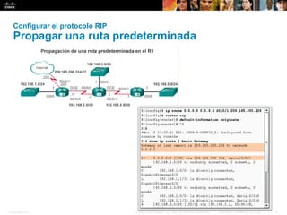 Presentation_ID 13© 2008 Cisco Systems, Inc. Todos los derechos reservados. Información confidencial de Cisco
Configurar el protocolo RIP
Propagar una ruta predeterminada
 
