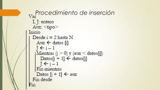 Procedimiento de inserción
 
