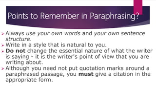 7. paraphrasing | PPTX