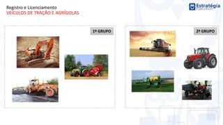 Registro e Licenciamento
VEÍCULOS DE TRAÇÃO E AGRÍGOLAS
1º GRUPO 2º GRUPO
 