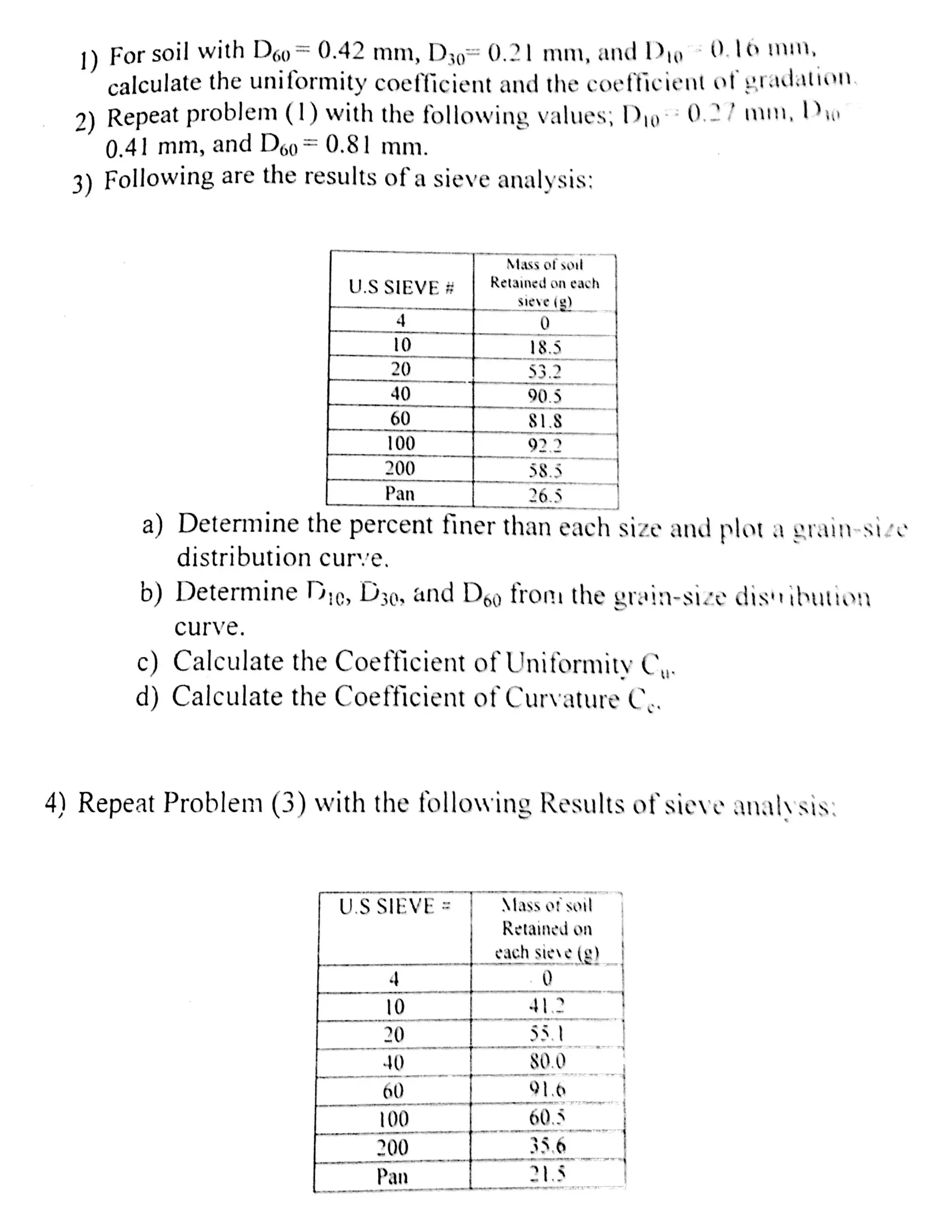 Geotechnical Engineering-I [Lec #7A: Sieve Analysis - Problem Sheet] | PDF